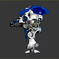 Blue And White Mechanical Robot Game Movie Character Featuring Armored Design And Mechanical Arms