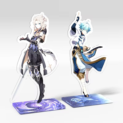 Two Piece Anime Character Acrylic Standee Decorative Figurine Set With Base 3d model Two Piece Anime Character Acrylic Standee Decorative Figurine Set With Base 3d model