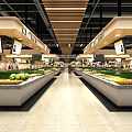 Modern Supermarket Department Store Interior With Spacious Aisles Shelves Ceiling Lights And Shoppers