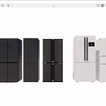 Various Styles Refrigerators in White and Gray Modern Design Display for Home Kitchen Use