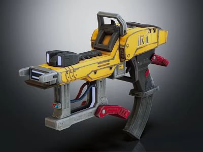Futuristic Yellow ISL Rifle With Mechanical Design Red Gray Components 3d model