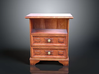Classic Wooden TV Stand With Two Drawers And Solid Wood Traditional Design 3d model