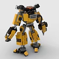 Creative Yellow Building Block Robot With Mechanical Arms And Legs Structure 3d model