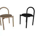 Modern Minimalist Single Chairs With Curved Backrest Round Seat And Black Wooden Finish