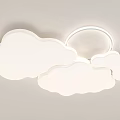 Cloud Shaped Ceiling Light With Multiple Clouds And Central Circular Ring For Kids Room