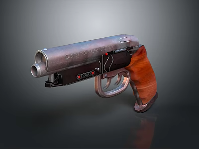 Tactical Pistol Featuring Wooden Grip Metal Barrel And Modern Design Details 3d model