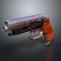 Tactical Pistol Featuring Wooden Grip Metal Barrel And Modern Design Details