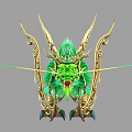 Intricate Dragon Shaped Sword Featuring Green Scales And Gold Decorative Design