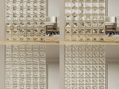 Decorative Glass Block Wall With Various Textured Patterns For Modern Interior Decoration 3d model