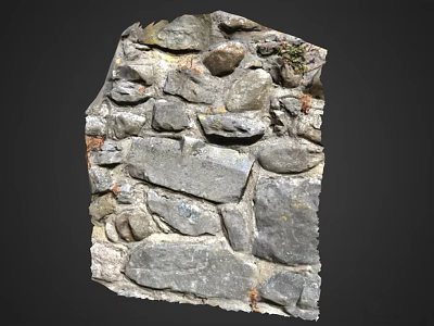 Stone Wall Masonry Structure With Stacked Natural Stones And Textured Surface 3d model