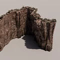 Natural Rock Cliff Structure With Textured Surface And Top Vegetation