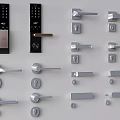Various Modern Door Handles With Electronic And Mechanical Designs In Black Silver