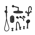 Black Modern Shower Head And Bathroom Fixtures With Handheld And Rain Options