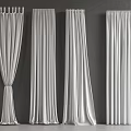 Elegant White Curtains With Various Drapery Styles Pleats And Folds On Gray Wall And Floor