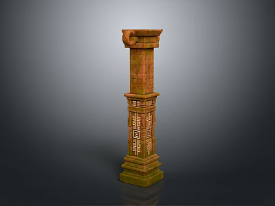 Classical Stone Column With Ornate Carved Capital And Intricate Base Details 3d model
