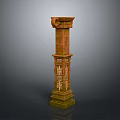 Classical Stone Column With Ornate Carved Capital And Intricate Base Details