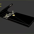Black Office Folder Design With Paperclip Pen And Stationery Items