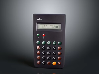 Milan Black Electronic Calculator With Digital Screen And Multi Colored Buttons 3d model