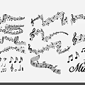 Musical Theme Wall Decor with Musical Notes Sheet Music Symbols and Design Elements 3d model