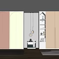 Modern Wardrobe Interior Design With Sliding Pastel Colored Doors And Practical Storage Solutions 3d model