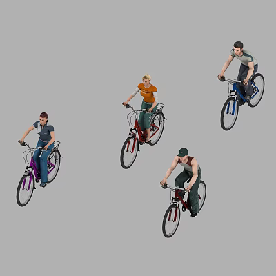 Modern Multiplayer Animated Cyclist 3d model