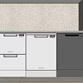 Modern Kitchen Appliances Featuring Three Dishwashers In Different Colors With Cabinets Textured Backsplash 3d model