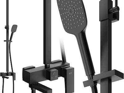 Modern Black Shower System With Handheld Head And Adjustable Bracket Design 3d model