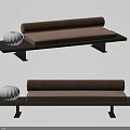 Modern Brown Upholstered Sectional Sofa With Dark Frame And White Pumpkin Decor 3d model