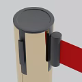 Stanchion Barrier with Red Tape Metal Posts and Gold Silver Black Bases