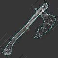 Intricately Designed Battle Axe Weapon With Long Handle And Decorative Patterns