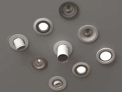 Various Styles of Modern Downlights and Spotlights with Metal Frames for Home Lighting 3d model