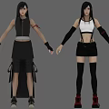Women 3D Models in Black and White Sleeveless Tops Black Skirts Red Shoes