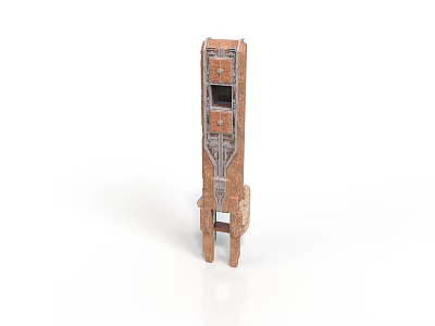 Brown Industrial Equipment With Vertical Layered Grid Design And Stand Base 3d model