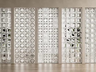 Modern glass brick partition wall glass partition glass brick hollow glass brick partition screen 3d model