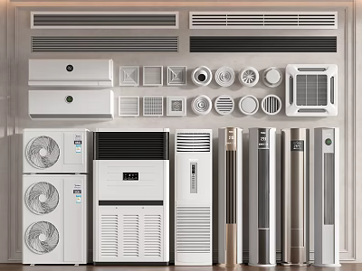 Modern Stylish Air Conditioners and Fans With Various Designs and Types 3d model