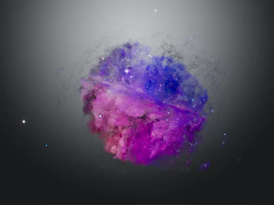 Vibrant Purple Pink Cosmic Nebula Landscape With Glowing Stars And Dust Clouds 3d model