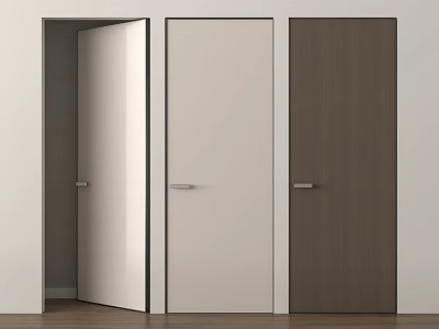 Three Modern Hinged Doors in White Beige and Wooden Brown Finishes for Interior Design 3d model
