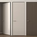 Three Modern Hinged Doors in White Beige and Wooden Brown Finishes for Interior Design