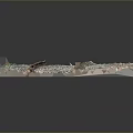 Realistic Train Model Railway Track with Gravel and Metal Rails on Gray Background