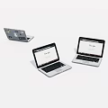 Modern Sleek Laptops With Open Screens Displaying Browser Pages In Silver And Black 3d model