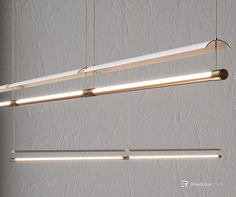 Modern Linear Pendant Light With Sleek Aluminum Design And LED Lighting For Kitchen Island 3d model 