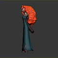 Red Haired Female Character In Green Dress With Bow And Arrow Outstretched Arms