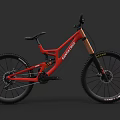 Scott Red Full Suspension Mountain Bike With Black Wheels And Gold Fork