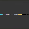 Colorful Neon Bladed Knives With Black Handles Arranged In A Row