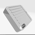 Gray Square Mechanical Component with Striped Surface and Circular Hole Design 3d model