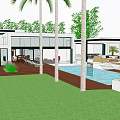 Modern Detached Villa With Swimming Pool Terrace Palm Trees And Lush Lawn