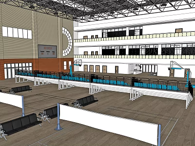 Indoor Sports Gym With Basketball Courts Multi Level Seating And Wooden Flooring 3d model