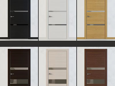Modern Security Doors In Various Colors With Metal Strip Design 3d model