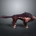 Game Movie Character Design Of Furry Wolf With Tattered Skin And Red Textures