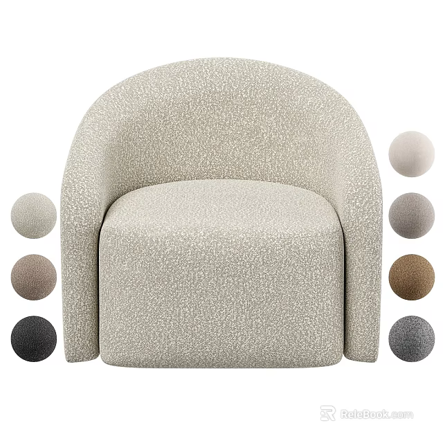 Modern Round Armrest Single Sofa with Comfortable Upholstery and Multiple Color Options 3d model